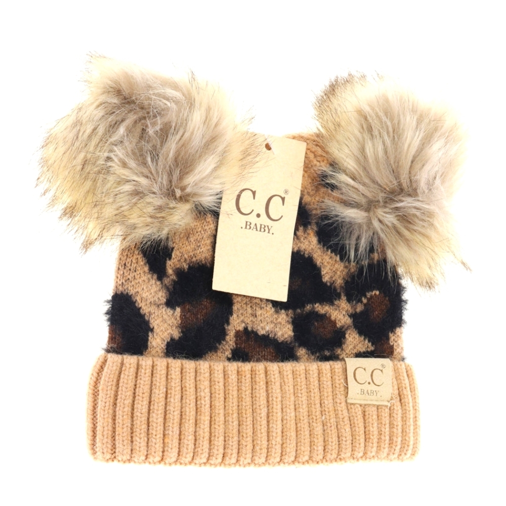 BABY Leopard Double Pom C.C Beanie